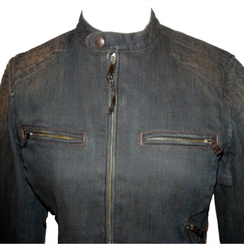 Ralph Lauren Denim Antiqued Motorcycle Jean Jacket - Picture 2 of 7